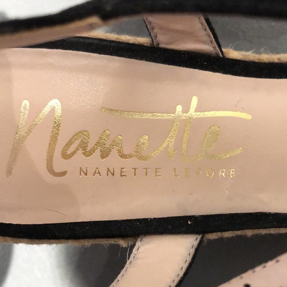 Nanette Lepore | EUC Black Espadrille Wedges with Flower Detail - Picture 9 of 9